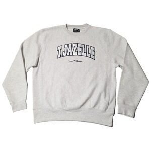T. JAZELLE x J.AMERICA Adult Large Heather Spellout Patch TJ CREW Sweatshirt EUC